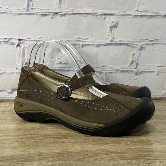 Keen Toyah Brown Leather Mary Jane Shoes Women's Size 10 Comfort Slip On - Picture 1 of 8